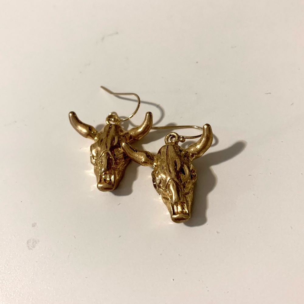 Gold Plated Bull Head Earrings